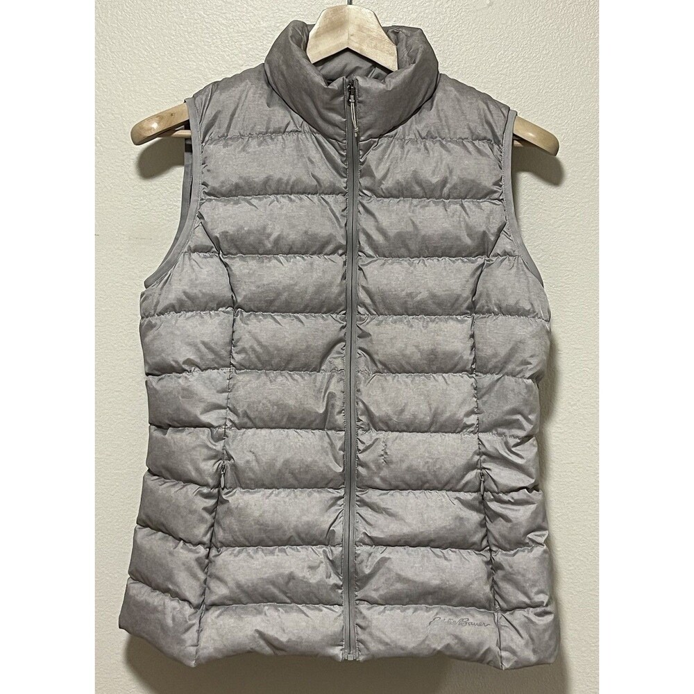 Eddie Bauer EB650 Women's Down Puffer Vest Size Medium Gray  Zip Up Outdoor